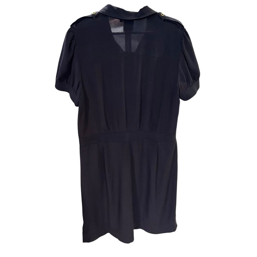 TORY BURCH Black Gennifer Military Utility 100% Silk Mini Dress Women's Size 14 - Picture 3 of 12